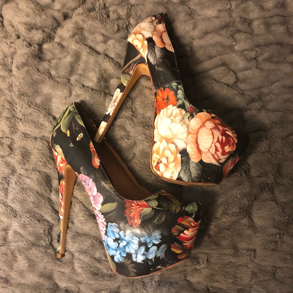 Floral print shoe dazzle super high pumps 6.5